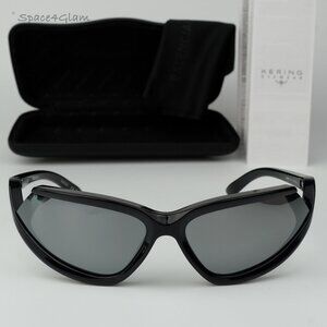 BRAND NEW Balenciaga BB0289S 001 Black Silver Mirror Wraparound Unisex Sunglasse